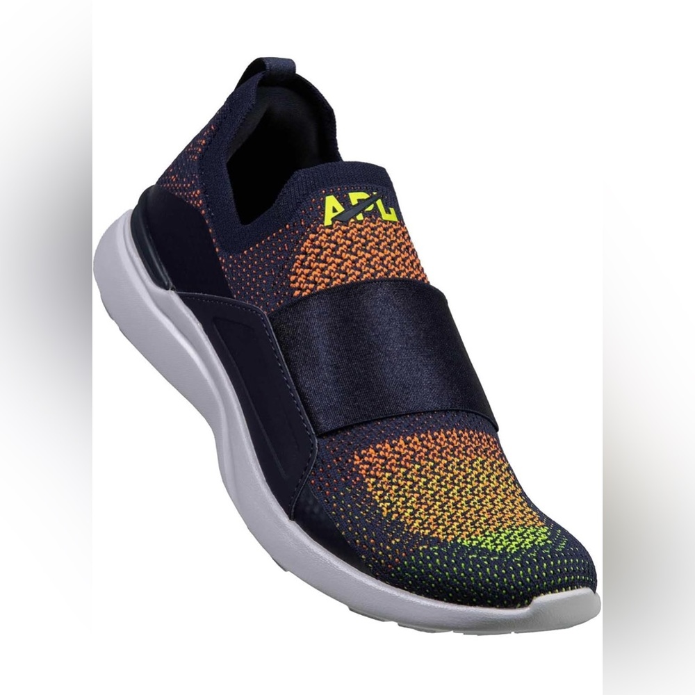 APL Athletic Propulsion Labs Women's Techloom‎ Bliss Shoe in Navy/Molten/Energy.